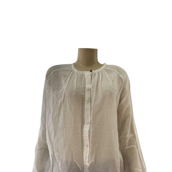 Pomandere Womens Long Sleeve Cotton Silk Top Size 42 Minimalist Lagenlook White - Picture 3 of 16